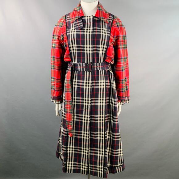 Burberry Jackets & Blazers - BURBERRY Size L Multi Color Cotton Plaid Belted Trench Coat